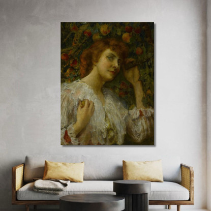 Signora Con Le Pesche Frederick Arthur Bridgman fab34 quadro stampato su tela