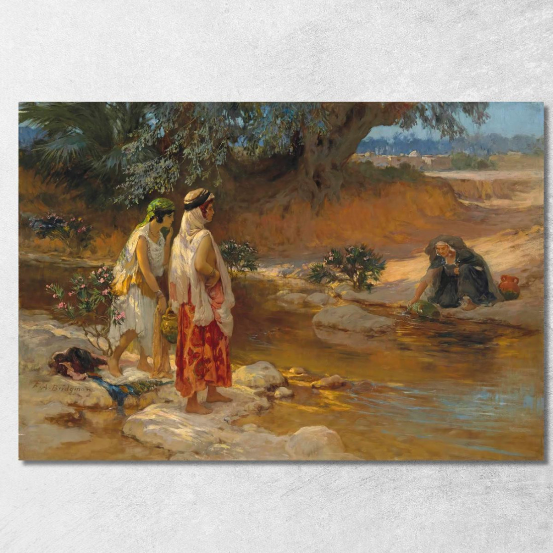 Sulle Rive Del Wadi Frederick Arthur Bridgman fab40 quadro stampato su tela Sulle Rive Del Wadi Frederick Arthur Bridgman fab40 quadro stampato su tela