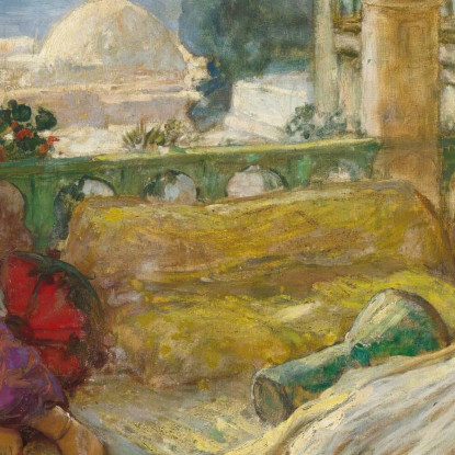 Sulla Terrazza Frederick Arthur Bridgman fab41 quadro stampato su tela