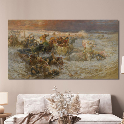 Il Faraone E Il Suo Esercito Inghiottiti Dal Mar Rosso Frederick Arthur Bridgman fab42 quadro stampato su tela