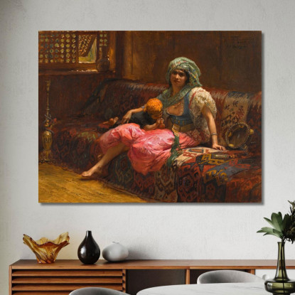 Momenti Teneri Frederick Arthur Bridgman fab52 quadro stampato su tela