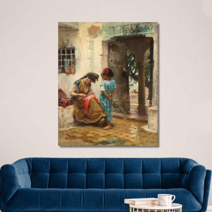 La Lezione Di Cucito Frederick Arthur Bridgman fab63 quadro stampato su tela