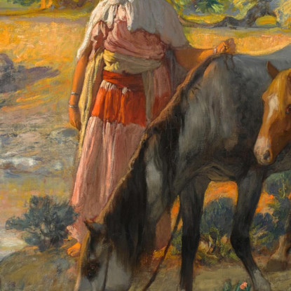 Abbeverare I Cavalli Frederick Arthur Bridgman fab72 quadro stampato su tela