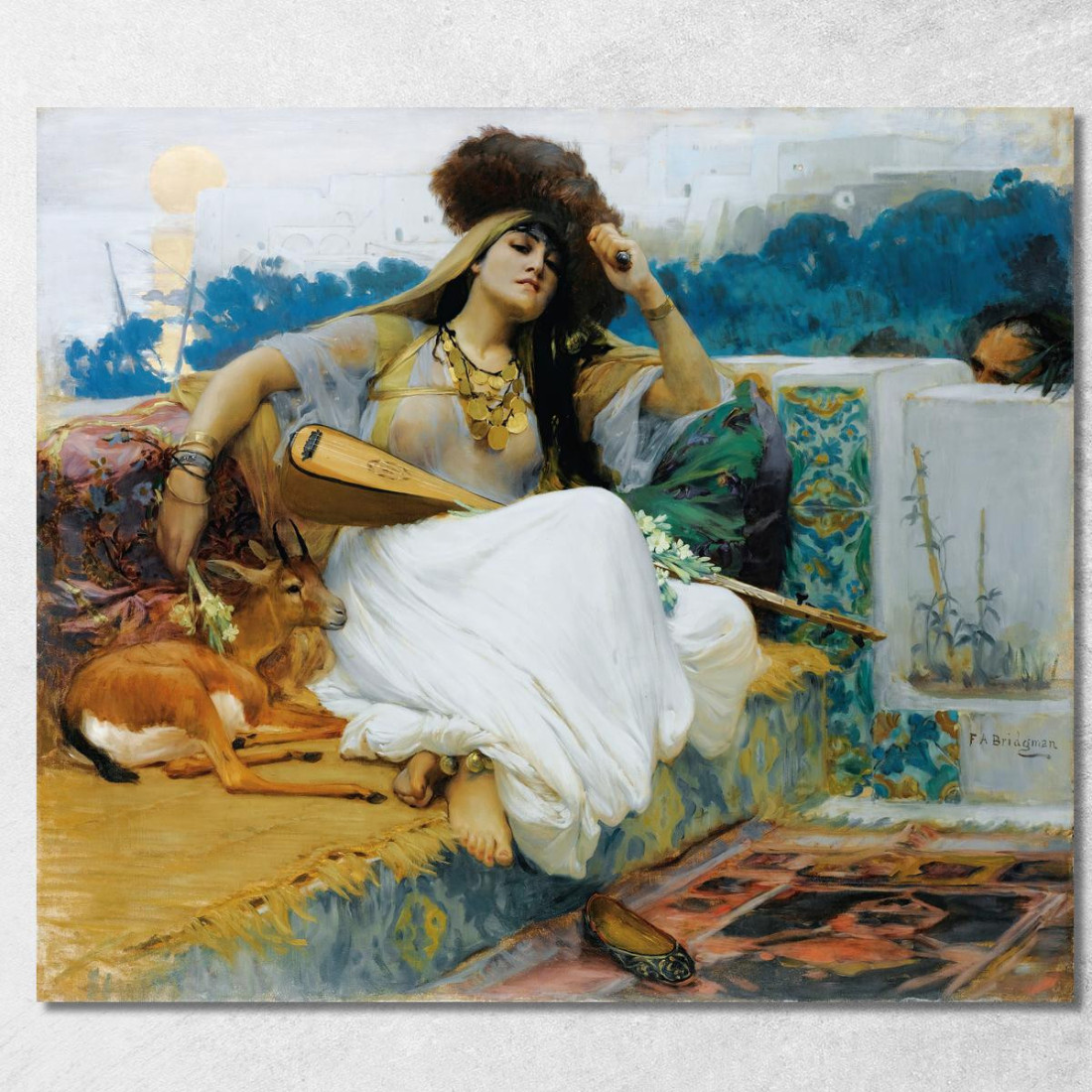 Giovane Donna Su Una Terrazza Frederick Arthur Bridgman fab77 quadro stampato su tela Giovane Donna Su Una Terrazza Frederick Arthur Bridgman fab77 quadro stampato su tela