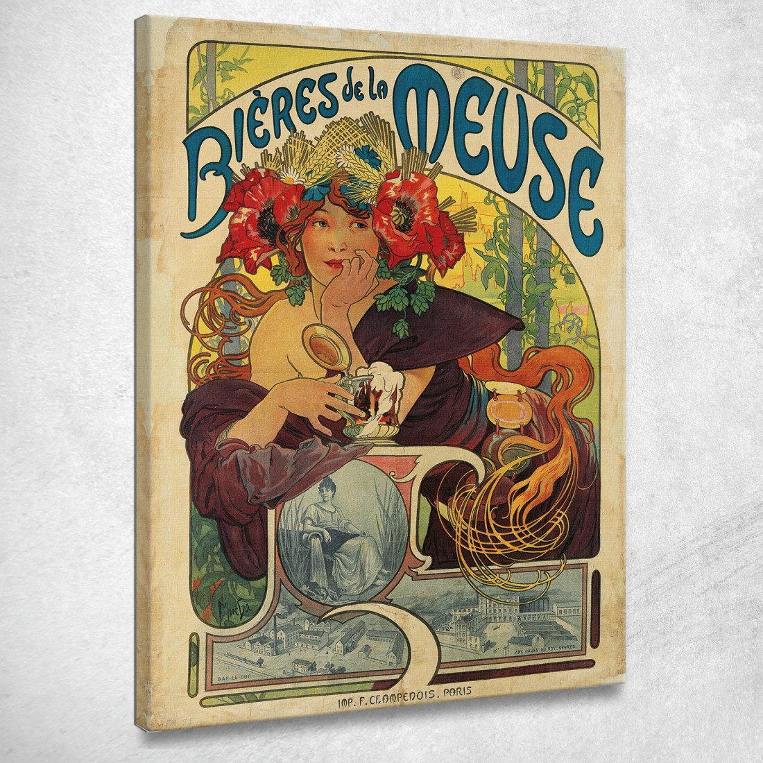 Birra Della Mosa Alphonse Mucha amu22 quadro stampato su tela Birra Della Mosa Alphonse Mucha amu22 quadro stampato su tela