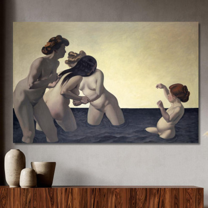 Tre Donne E Una Bambina Che Giocano Nell'Acqua Félix Vallotton fvl68 quadro stampato su tela