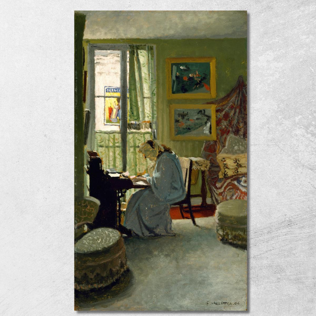 Donna Che Scrive In Un Interno Félix Vallotton fvl71 quadro stampato su tela Donna Che Scrive In Un Interno Félix Vallotton fvl71 quadro stampato su tela