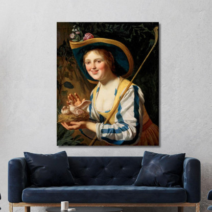 Pastorella Con I Piccioni Gerard van Honthorst gvh43 quadro stampato su tela