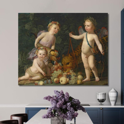 Tre Bambini Con Frutta E Un Giaguaro Gerard van Honthorst gvh58 quadro stampato su tela