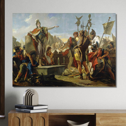 La Regina Zenobia Si Rivolge Ai Suoi Soldati Giovanni Battista Tiepolo gbt26 quadro stampato su tela