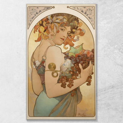 Frutta 1897 Alphonse Mucha amu45 quadro stampato su tela