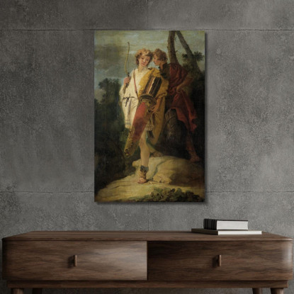 Giovane Con Arco E Grande Faretra E Il Suo Compagno Con Uno Scudo Giovanni Battista Tiepolo gbt57 quadro stampato su tela