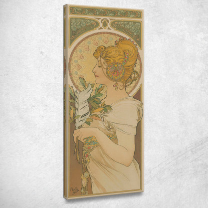 Piuma Alphonse Mucha amu61 quadro stampato su tela