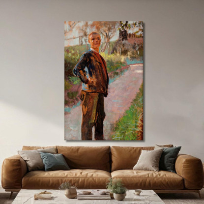 Paesaggio Con Il Figlio Dell'Artista Su Un Sentiero Jacek Malczewski jml54 quadro stampato su tela
