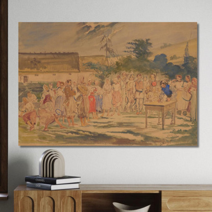 Contadini In Attesa Di Pagamento Jacek Malczewski jml74 quadro stampato su tela