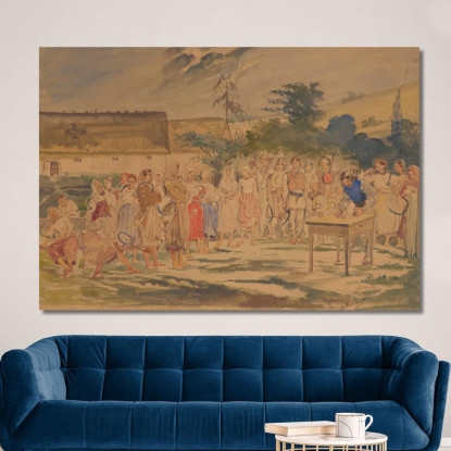 Contadini In Attesa Di Pagamento Jacek Malczewski jml74 quadro stampato su tela