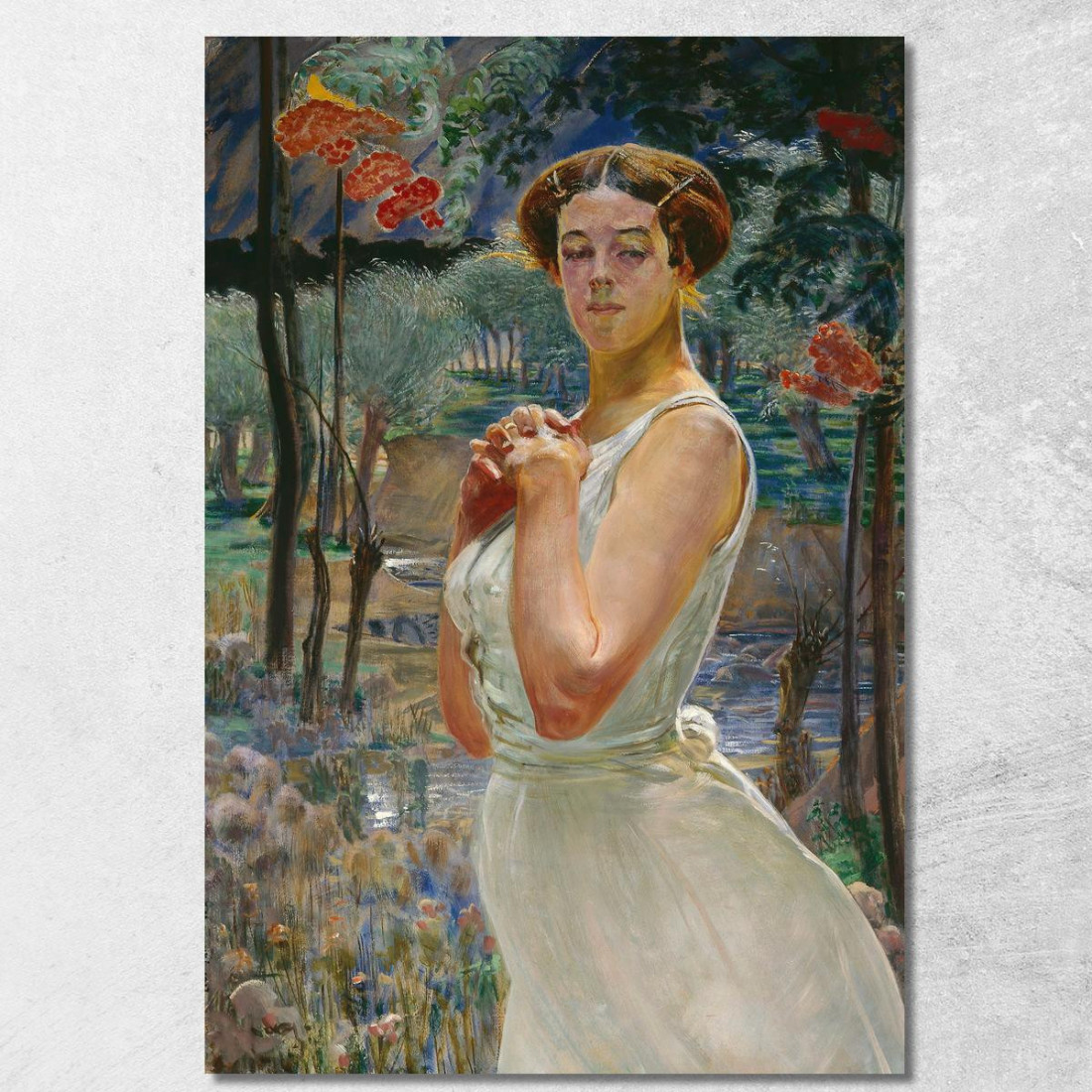 Ritratto Di Una Donna Contro Un Boschetto Di Sorbe Jacek Malczewski jml76 quadro stampato su tela Ritratto Di Una Donna Contro Un Boschetto Di Sorbe Jacek Malczewski jml76 quadro stampato su tela