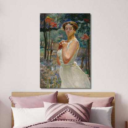 Ritratto Di Una Donna Contro Un Boschetto Di Sorbe Jacek Malczewski jml76 quadro stampato su tela