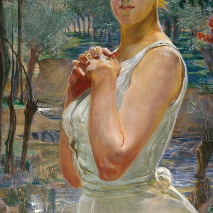 Ritratto Di Una Donna Contro Un Boschetto Di Sorbe Jacek Malczewski jml76 quadro stampato su tela