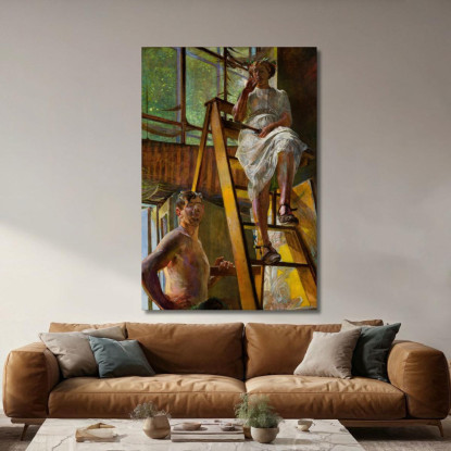 Satiro E Un Modello Jacek Malczewski jml104 quadro stampato su tela