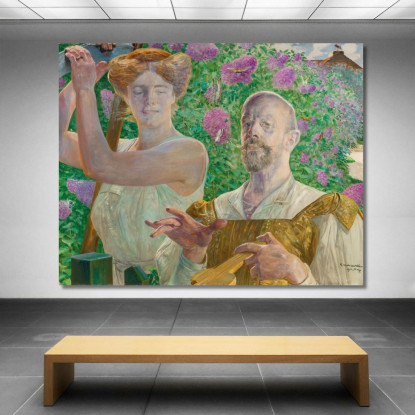 Autoritratto Con Musa E Buddleia Jacek Malczewski jml113 quadro stampato su tela
