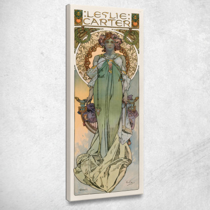 Leslie Carter 1908 Alphonse Mucha amu73 quadro stampato su tela