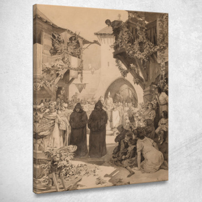 L'Imperatore Lotario E Papa Innocenzo Alphonse Mucha amu77 quadro stampato su tela