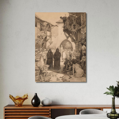 L'Imperatore Lotario E Papa Innocenzo Alphonse Mucha amu77 quadro stampato su tela