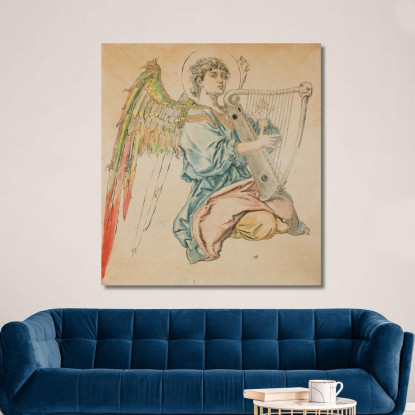 Figura Di Un Angelo Che Suona Il Liuto Jan Matejko jmt11 quadro stampato su tela