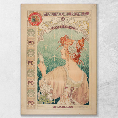 Fabbricazione Royale Di Corsetti Alphonse Mucha amu80 quadro stampato su tela