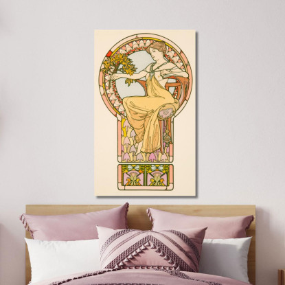 Donna Seduta N. 48 Alphonse Mucha amu107 quadro stampato su tela