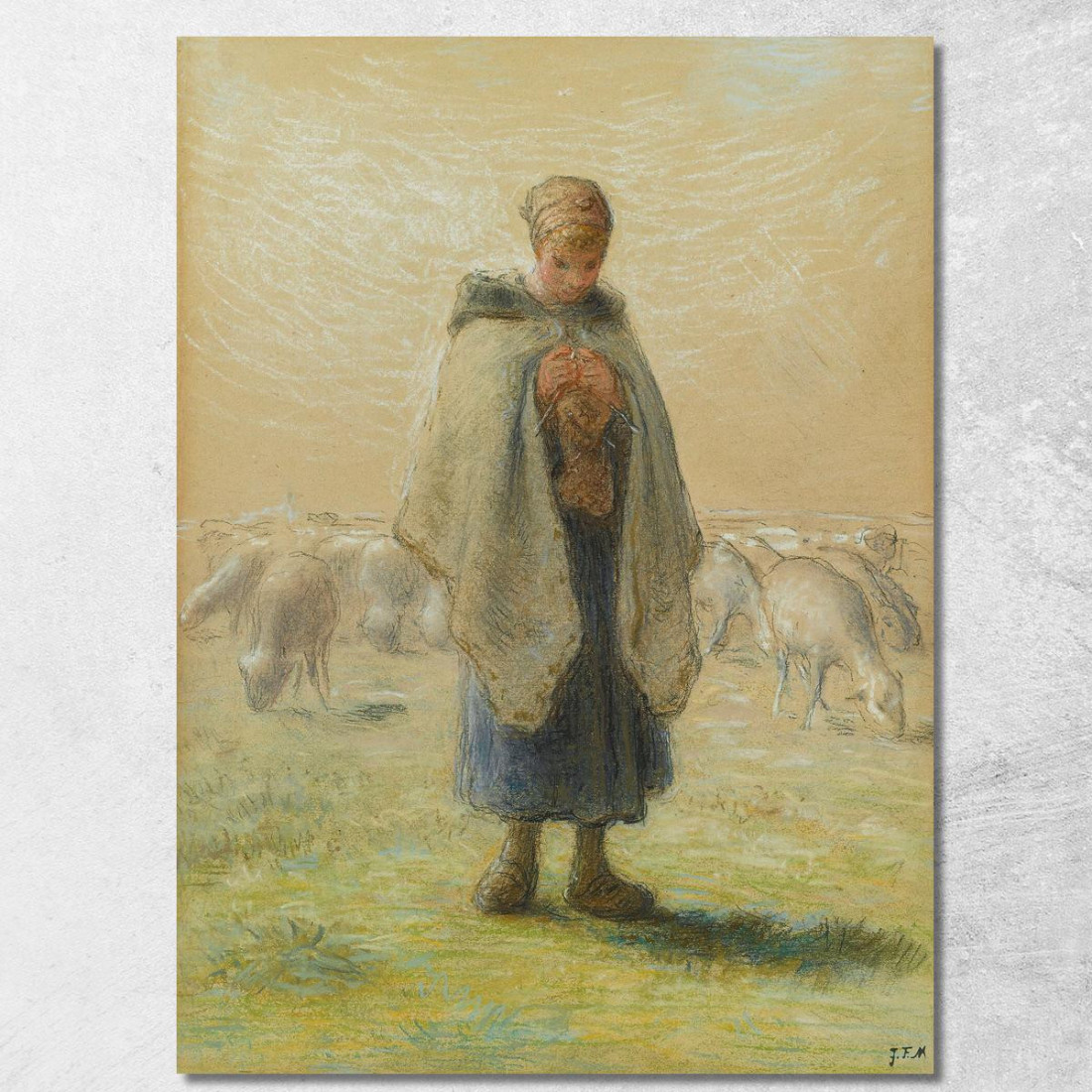 Piccola Pastorella Che Lavora A Maglia Jean-François Millet jfm46 quadro stampato su tela Piccola Pastorella Che Lavora A Maglia Jean-François Millet jfm46 quadro stampato su tela