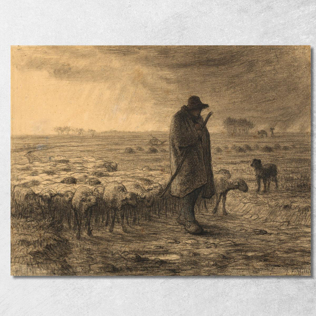 Pastore Che Ritorna Con Il Suo Gregge Jean-François Millet jfm60 quadro stampato su tela Pastore Che Ritorna Con Il Suo Gregge Jean-François Millet jfm60 quadro stampato su tela