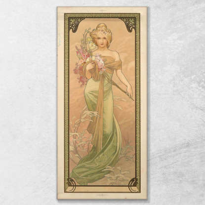 Primavera Alphonse Mucha amu111 quadro stampato su tela