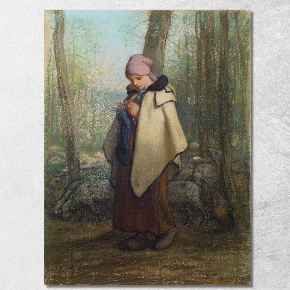 La Pastorella Che Lavora A Maglia Jean-François Millet jfm72 quadro stampato su tela La Pastorella Che Lavora A Maglia Jean-François Millet jfm72 quadro stampato su tela