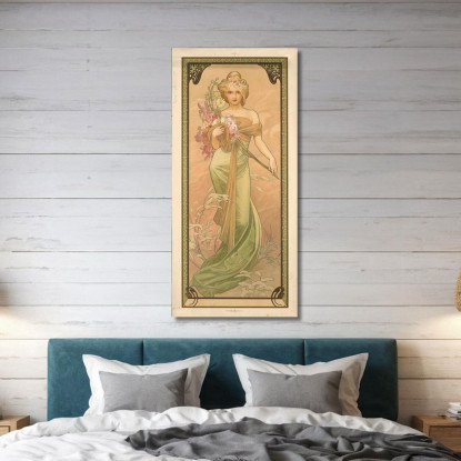 Primavera Alphonse Mucha amu111 quadro stampato su tela