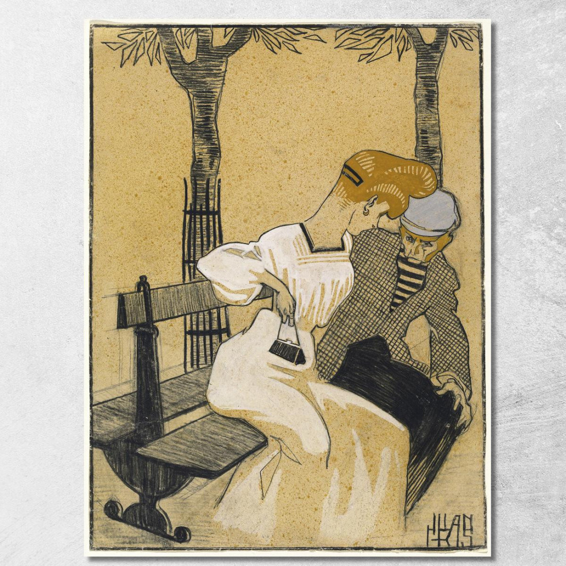Uomo E Donna Sulla Panchina Juan Gris jgr52 quadro stampato su tela Uomo E Donna Sulla Panchina Juan Gris jgr52 quadro stampato su tela