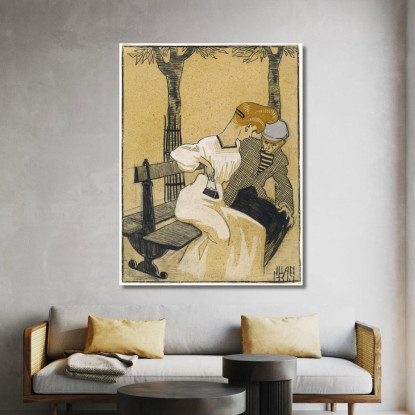 Uomo E Donna Sulla Panchina Juan Gris jgr52 quadro stampato su tela