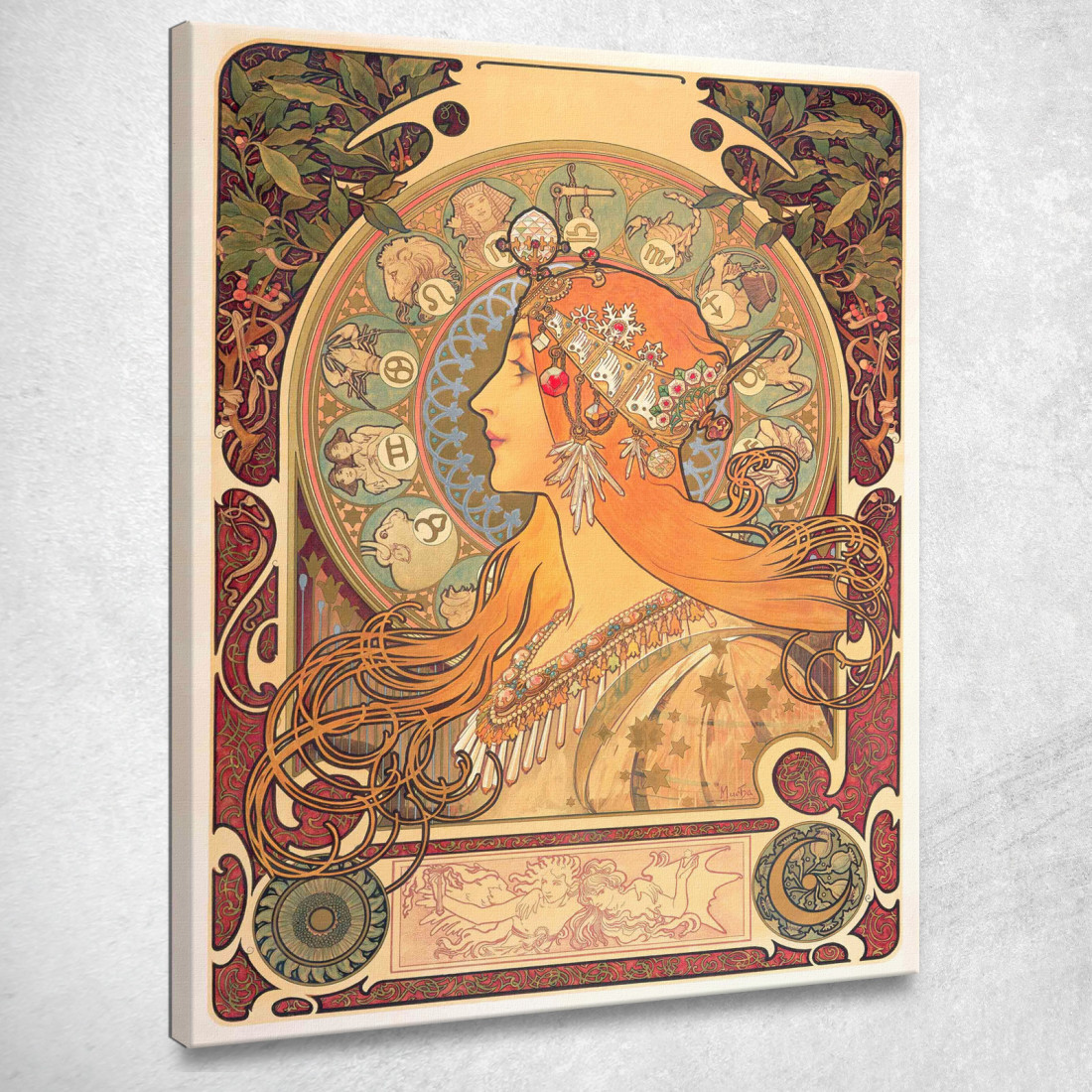 Zodiaco 1869 Alphonse Mucha amu139 quadro stampato su tela Zodiaco 1869 Alphonse Mucha amu139 quadro stampato su tela