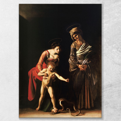 Madonna Col Bambino E Sant'Anna Caravaggio crv16 quadro stampato su tela