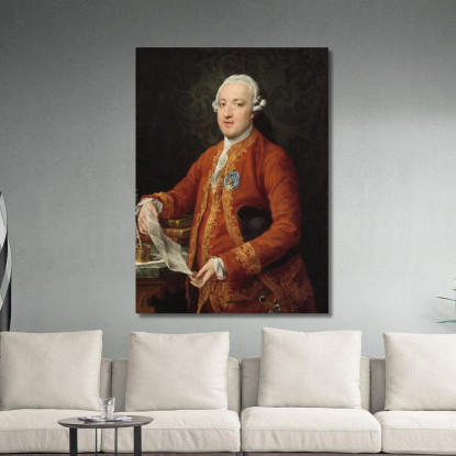 Don José Moñino Y Redondo Conde De Floridablanca Pompeo Batoni pbt12 quadro stampato su tela