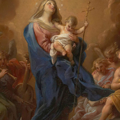 Madonna Col Bambino In Gloria Pompeo Batoni pbt17 quadro stampato su tela