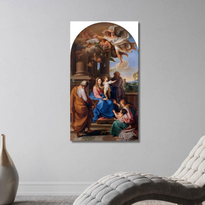 Madonna Col Bambino I Santi Giuseppe Zaccaria Ed Elisabetta E San Giovannino Pompeo Batoni pbt18 quadro stampato su tela