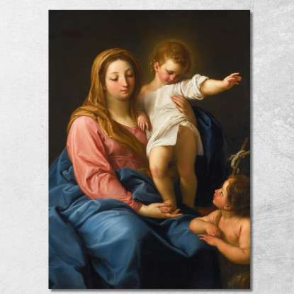 La Madonna Col Bambino E San Giovanni Battista Pompeo Batoni pbt48 quadro stampato su tela