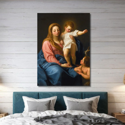 La Madonna Col Bambino E San Giovanni Battista Pompeo Batoni pbt48 quadro stampato su tela