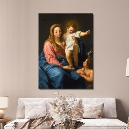 La Madonna Col Bambino E San Giovanni Battista Pompeo Batoni pbt48 quadro stampato su tela