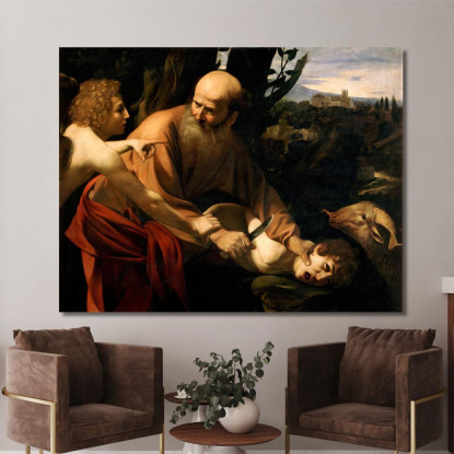 Sacrificio Di Isacco Caravaggio crv27 quadro stampato su tela