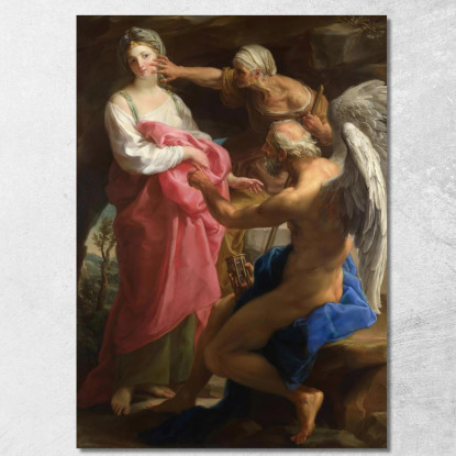 Il Tempo Ordina Alla Vecchiaia Di Distruggere La Bellezza Pompeo Batoni pbt55 quadro stampato su tela