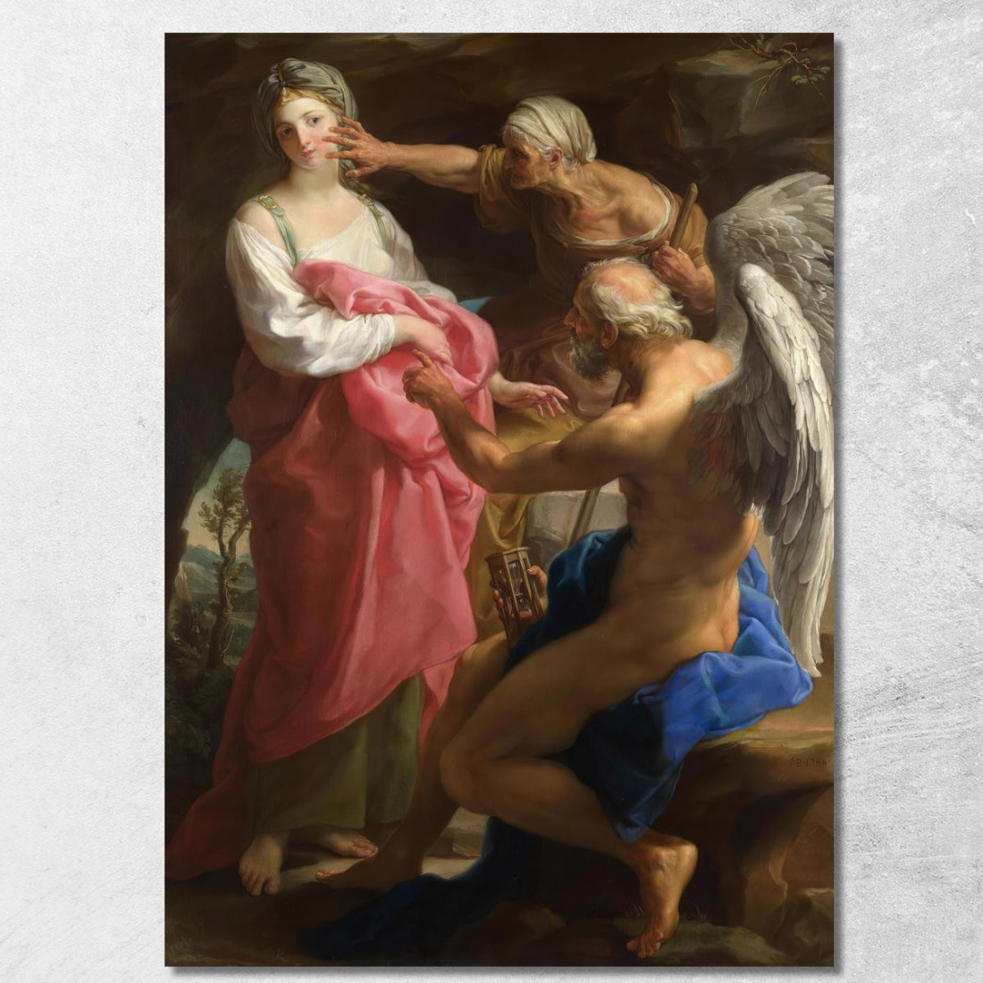 Il Tempo Ordina Alla Vecchiaia Di Distruggere La Bellezza Pompeo Batoni pbt55 quadro stampato su tela Il Tempo Ordina Alla Vecchiaia Di Distruggere La Bellezza Pompeo Batoni pbt55 quadro stampato su tela
