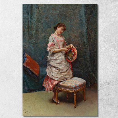 Aline Che Tiene Un Cappello Raimundo de Madrazo y Garreta rmg4 quadro stampato su tela